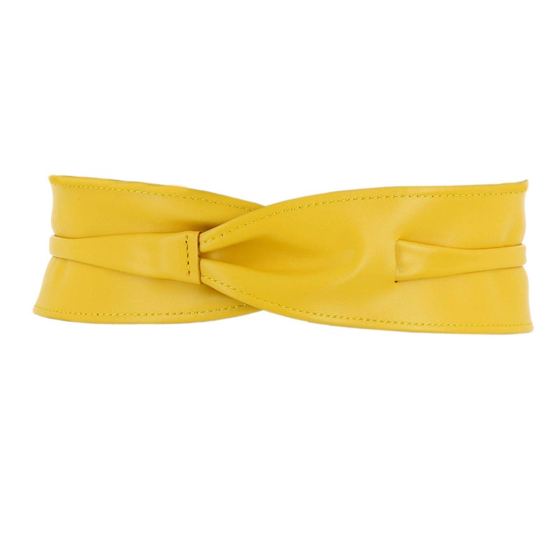 FASHIONGEN - Woman Italian leather Obi belt, CASSIANE - Yellow, L-XL - Image 4